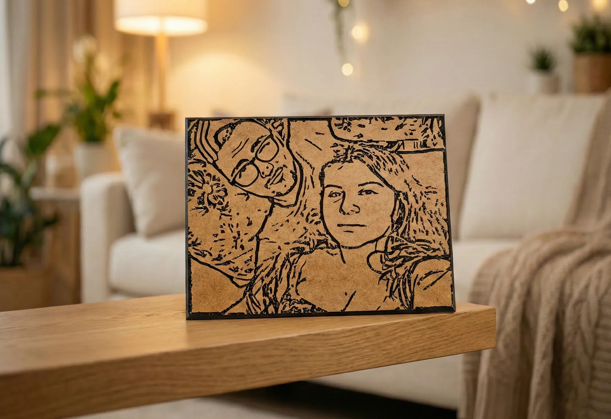 Gravură Portret pe Lemn